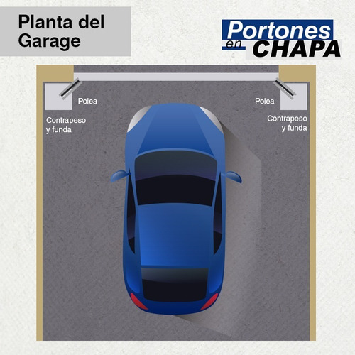 Porton Garage Chapa Con Puerta Y Postigo 255 X 205 Manual Gris Oscuro