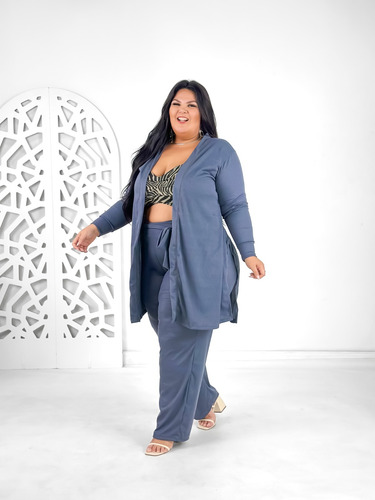 Cardigan Plus Size Liso Elegance 25
