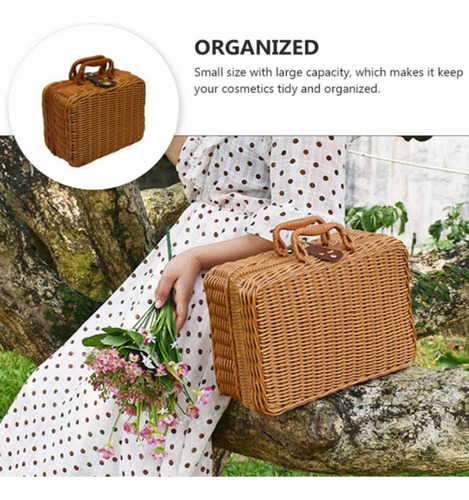 Cesta De Picnic, Maleta Tejida De Mimbre Vintage, Bolsa De A