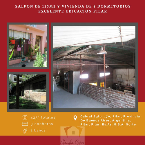 Galpon De 125m2 Y Vivienda De 2 Dormitorios Excelente Ubicacion Pilar