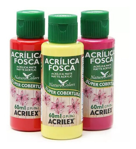 Kit 7 Tintas Acrílica Fosca 60 Ml Acrilex Para Madeira Mdf