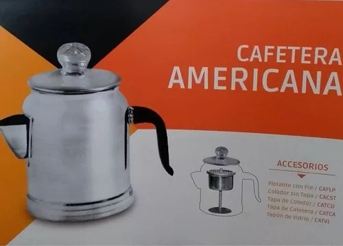 Cafetera Americana De Aluminio Completa Con Filtro Y Tapa