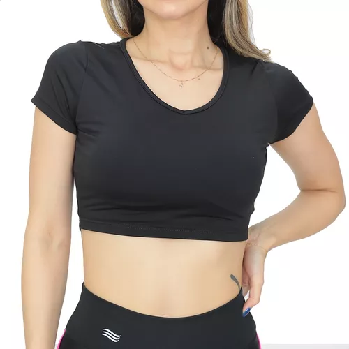 Top cropped alcinha preto Casual Vivian Bógus - Moda Casual e Fitness Casual