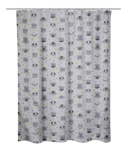 Cortina Impermeable Poliester Lavable Baño Ojos Deco Trendy