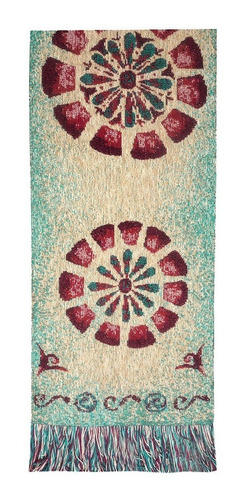 Caminos De Mesa Chenille Estampados Mandala Turquesa