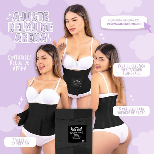 Faja Reductora Modeladora Reloj De Arena Moda King Original Negro Xl
