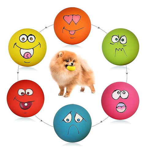 Smile Face Juguetes Chirriantes Latex Suaves Para Perro 6 Pc Multi-colored