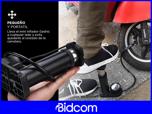 Mini Inflador A Pedal Gadnic + 2 Boquillas Intercambiables