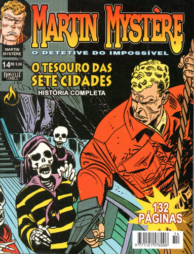 Martin Mystère N° 14 - 1ª Série - O Tesouro Das Sete Cidades - 132 Páginas Em Português - Editora Mythos - Formato 13,5 X 18 - Capa Mole - 2003 - Bonellihq Jan24