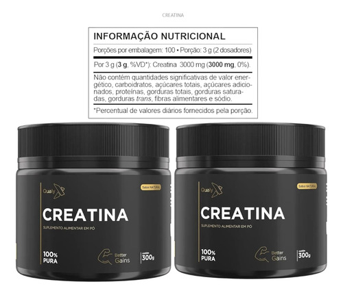 Kit 2 Creatina Monohidratada 300g Qualynutri Total 600g