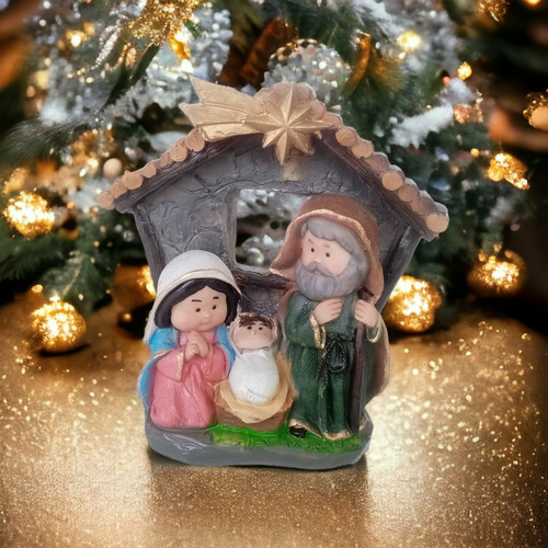 Nacimiento De Casita Mono 15 Cm, Figura De Resina