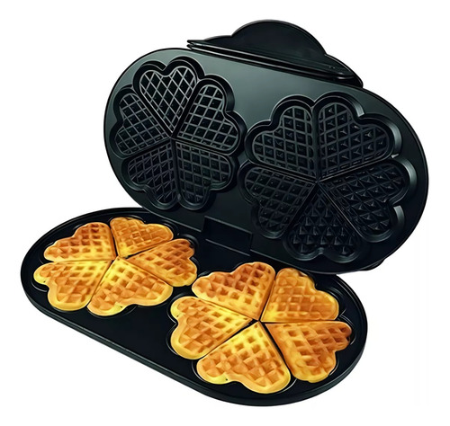 Waffle Maker Dupla Flor/coração 1200w Faz 10 Waffles 220v Cor Preto 220