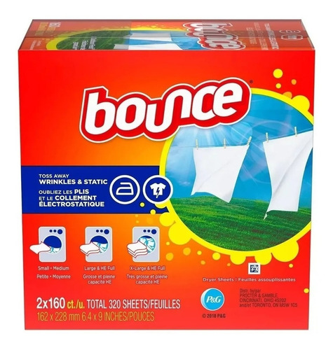 Bounce Suavizante Telas P/secadora 320 Hojas Msi