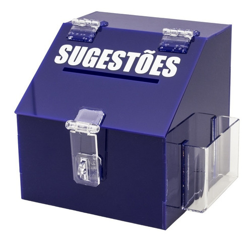 Mini Caixa De Sugestões Em Acrílico Azul