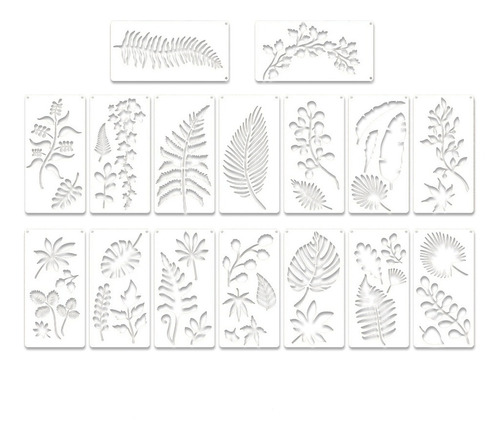 Plantilla Reutilizable Para Pared, 16 Piezas, Diseño De Hoja