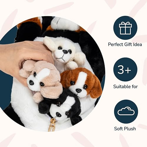 Peluche De Mamá Perro Con 4 Cachorros Abrazables