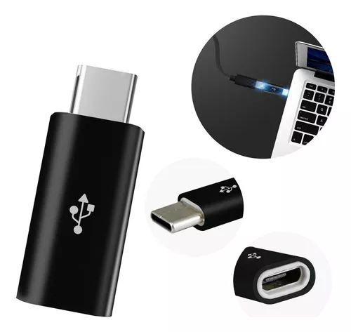 Adaptador Micro Usb Hembra A Tipo C Macho 3.1 Carga Color Negro