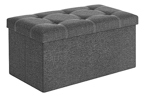 Songmics Banco De Almacenamiento Otomano, 21 Galones, Pecho Plegable Con Tela Transpirable De Aspecto De Lino, Soporta 660 Libras, Para Entrada, Sala De Estar, Recámara, Gris Oscuro Ulsf001g01