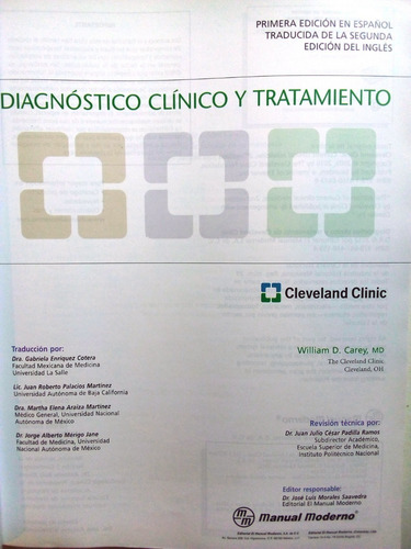 Diagnóstico Clínico Y Tratamiento De Cleveland Clinic (Usado)