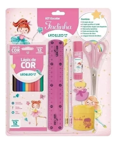 Kit Material Escolar Completo Infantil Meninas Fadinha