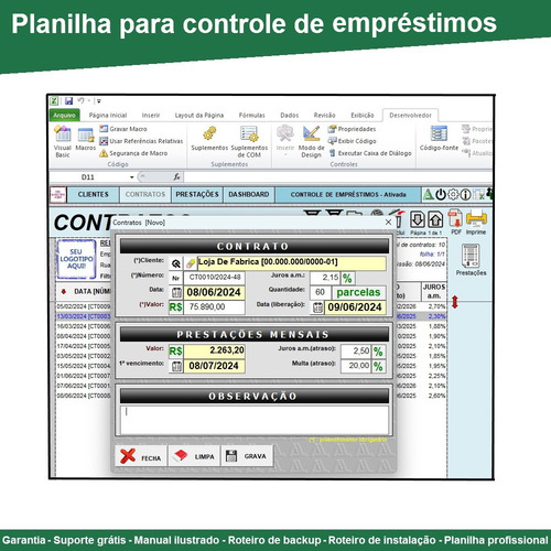Planilha De Cálculo E Controle De Empréstimos - Factoring
