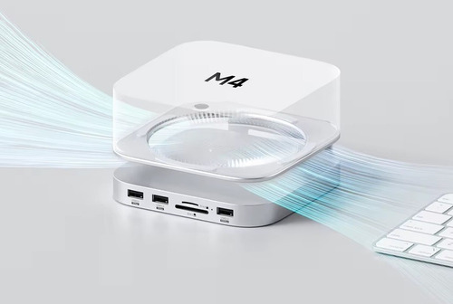 Hub Usb C Stand Case Ssd Nvme 10 Gbps P/ Mac Mini M4 Prateado