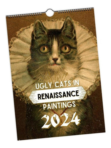Calendario De Pared Con Forma De Gato, 2024, Divertido Calen