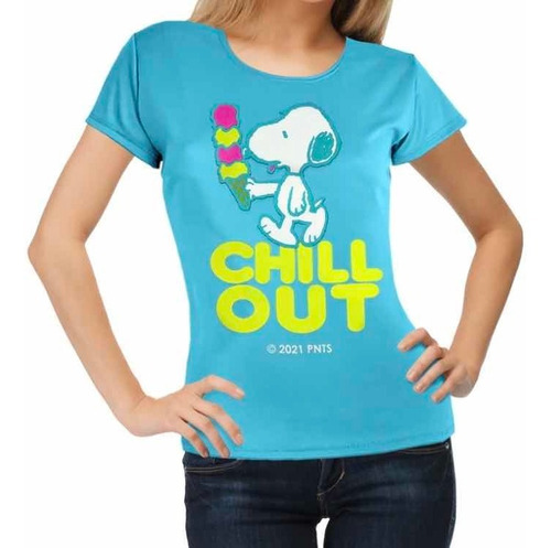 Blusa Snoopy Peanuts, Chill Out, Azul, Talla G