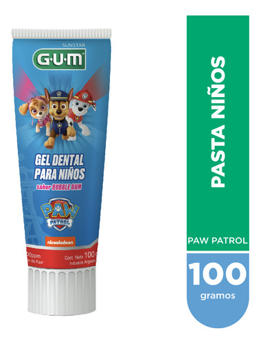 Gum Paw Patrol Pasta Dental Para Niños Sabor Bubble X 100grs