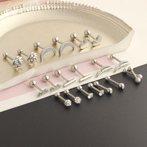 Chic Stud Pendientes Hipoalergénico Luna Para Navidad Día