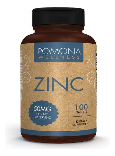 Pomona Wellness Suplementos De Zinc Para Adultos, 50 Mg, Sal