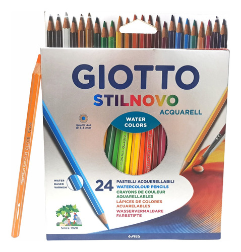 Lapices De Color Giotto Stilnovo Acuarelables 3.3mm X24 Und