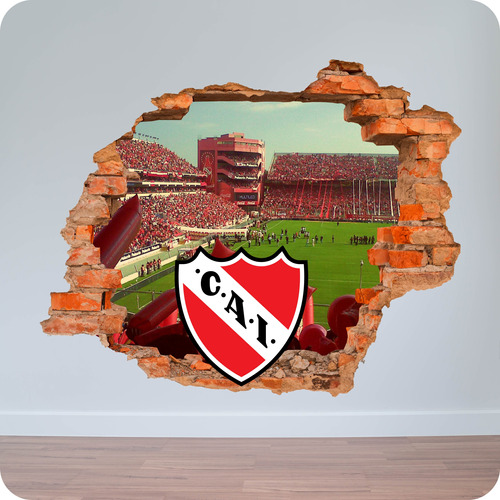 Vinilo Pared Rota 3d Independiente De Avellaneda 100x120