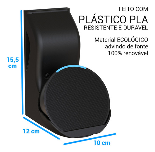 Suporte Compatível Com Alexa Echo Eco Pop Som Tomada Parede Cor Branco