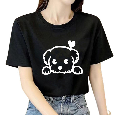 Camiseta De Moda Camiseta Para Mujer Lindo Cachorro