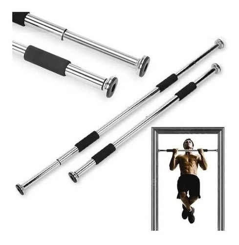 Imagen 1 de 8 de Barra Acero Para Puerta Ajustable 60-100 Cm Ejercicio / Lhua