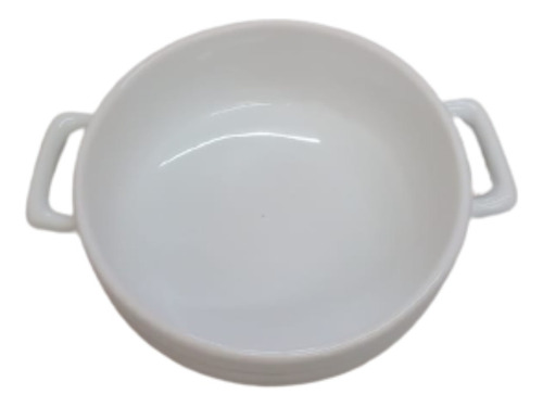 Bowl Tigela Com Alça Cerâmica 22cm Esmaltado Branco