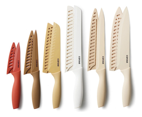 Juego De Cuchillos De Cocina Carote 12 Piezas Acero Inox Beige