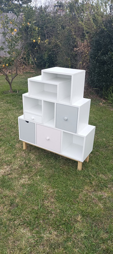 Repisa Estantería Cajones Mdf Melaminico Base De Madera