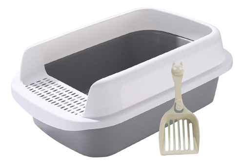 Caja De Arena Para Gatos Orinal Inodoro Gran Gris Grande