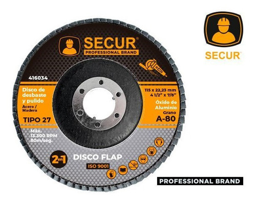 Disco Flap 4.5  Grano 80 Secur- Ynter Industrial
