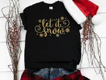 Comprar Playera Navidad Let It Snow Glitter