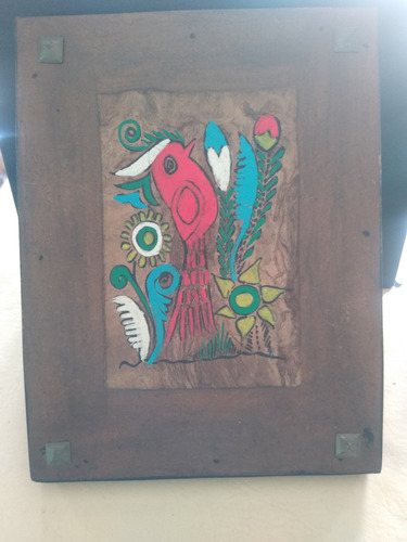Antigua Obra De Arte México Corteza De Árbol/ Papel Amate (Usado)