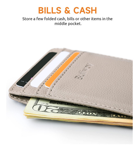 Slim Wallet Buffway Chicago Khaki Rfid Blocking Leather
