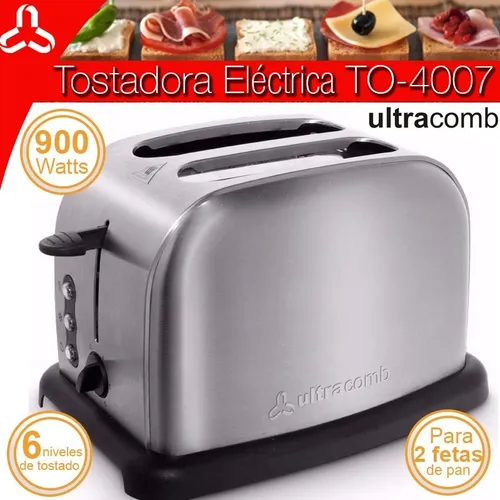 Tostadora Ltracomb To4007 Acero Inox 900watts Muy Potente