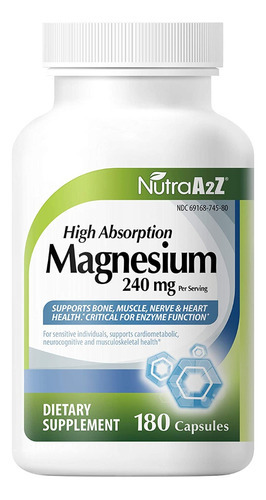 Magnesio Magnesium Quelado 180 Tabletas Premium Eg F58 Sabor Nd
