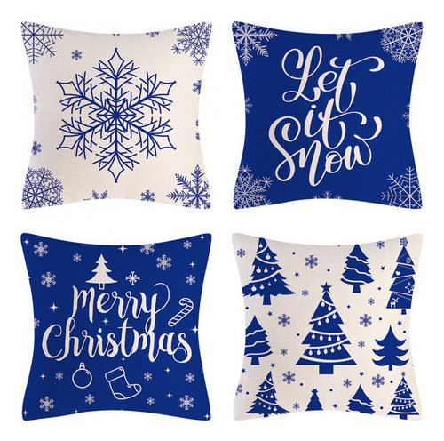 4 Pz Fundas De Almohada Para Decoración Navideña De 45*45 Cm