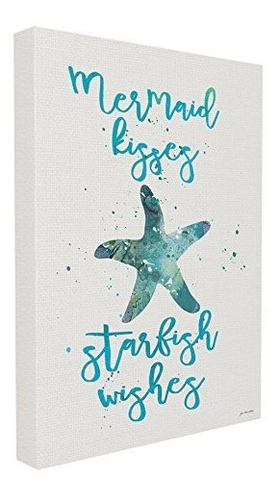 Stupell Home D Cor Mermaid Kisses Starfish Wishes - Lienzo D (Reacondicionado)