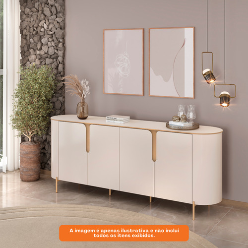 Balcão Buffet Cleo 196cm 4 Portas Dj Móveis Off White