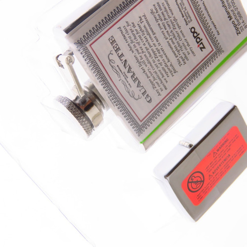 Zo17733 Zippo Set Brush Chrome Y Cantimplora Petaca Flask
